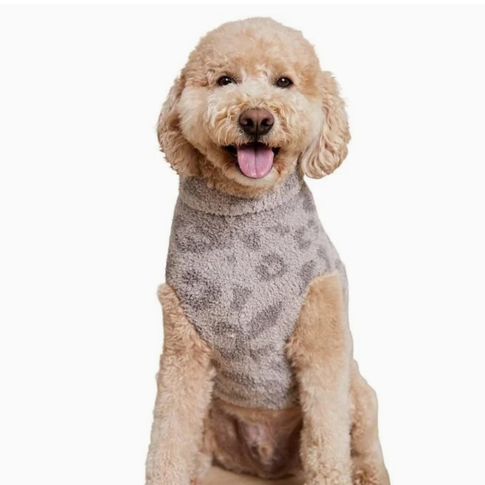 Barefoot Dreams CozyChic Barefoot in The Wild Pet Sweater, Linen-Warm Gray Large